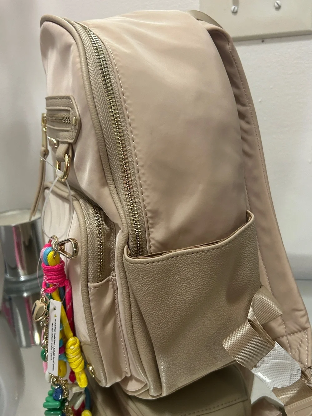 Madden NYC Mini Backpack Beige Taupe Gold Hardware NWT